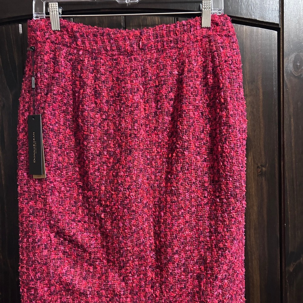 Donna Karan New York Bare necessities Skirt Womens Size 6 Red & Black Tweed New - Picture 2 of 13
